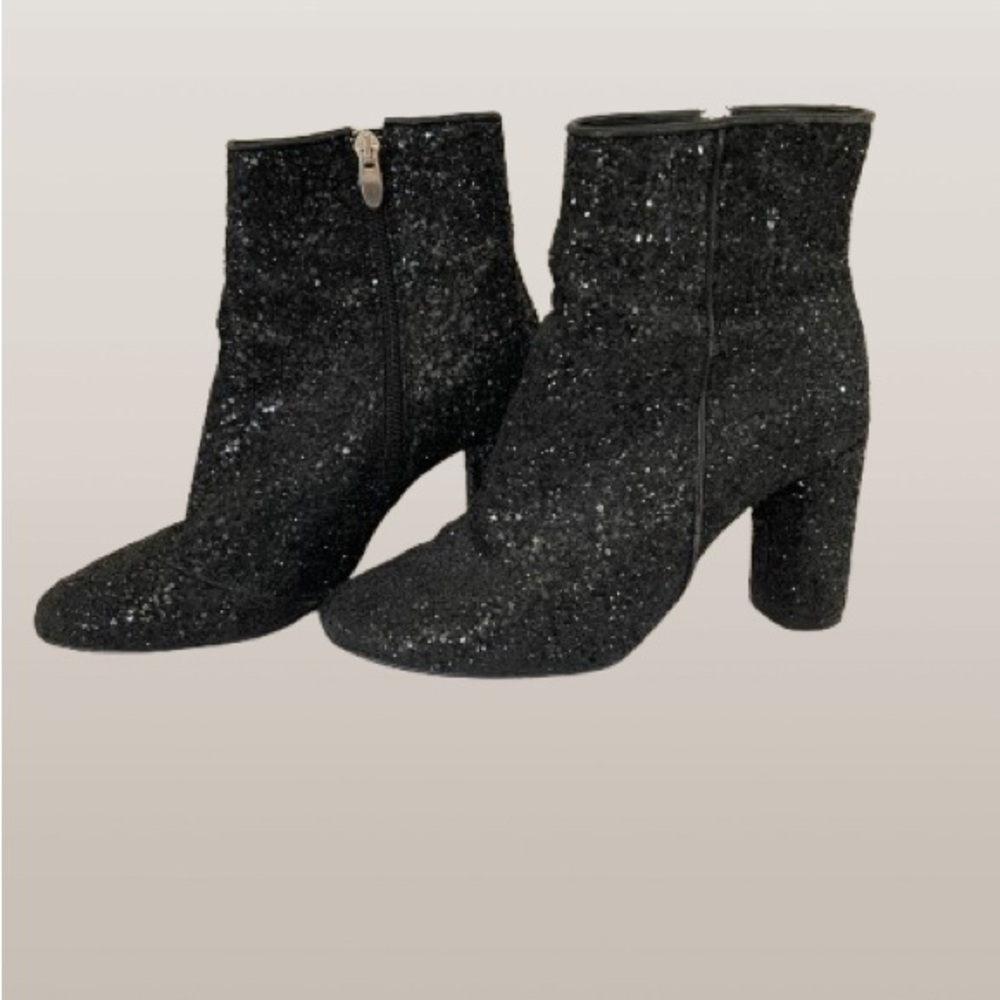Elegant Black Glitter Ankle Boots